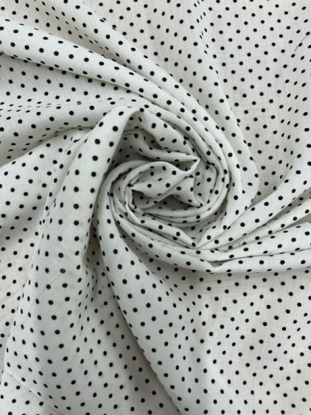 画像6: 生地:ポリエステル100%水玉柄プリント(白/黒) (6)