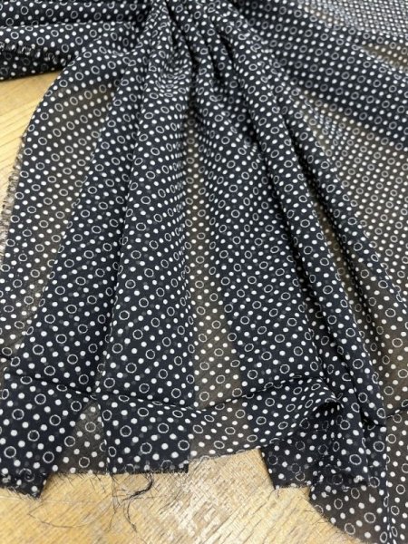 画像5: 生地：リング水玉柄シフォン（黒／白） (5)