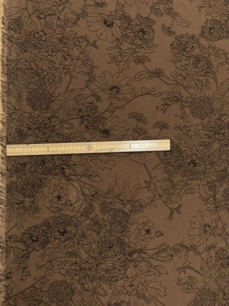 画像2: 生地：ジーナ糸ポリエステルデシン花柄（茶／黒） (2)
