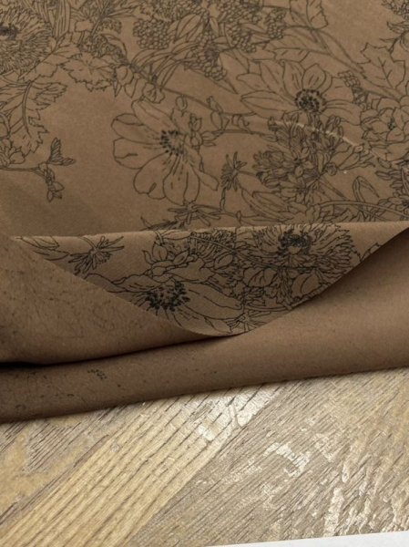 画像5: 生地：ジーナ糸ポリエステルデシン花柄（茶／黒） (5)