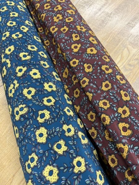 画像9: 生地：NEWヴィーナス糸ポリエステルデシン花柄（レンガ／オレンジ） (9)