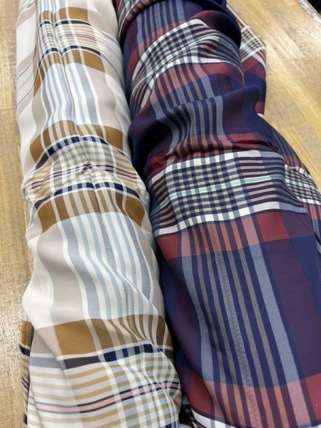 画像8: 生地:レーヨン100%チェック柄(紺/エンジ) (8)