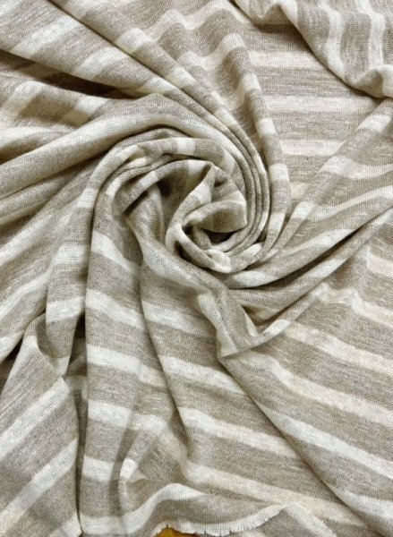 画像7: 生地:麻100%霜降り天竺ニット(ベージュ/グレージュ) (7)