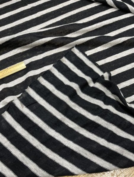 画像3: 生地:麻100%霜降り天竺ニット(黒/グレージュ) (3)