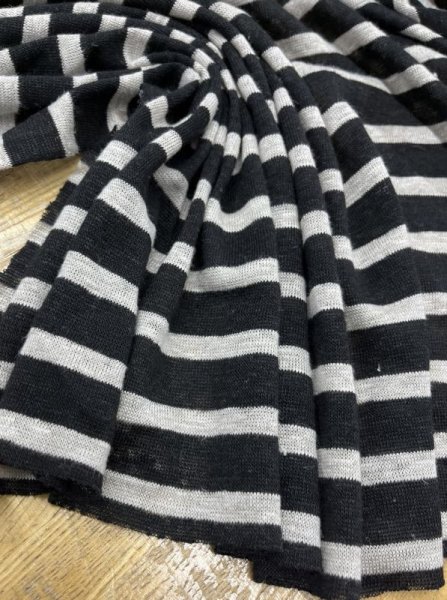 画像5: 生地:麻100%霜降り天竺ニット(黒/グレージュ) (5)