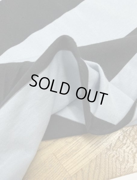 画像4: 生地:綿100%太ボーダー柄天竺ニット(サックス/黒) (4)