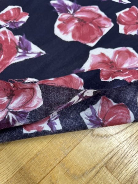 画像4: 生地:花柄プリント綿60ローン(ネイビー/ピンク) (4)