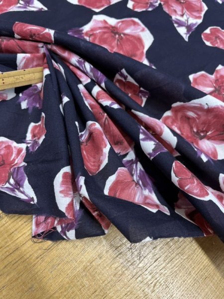 画像5: 生地:花柄プリント綿60ローン(ネイビー/ピンク) (5)
