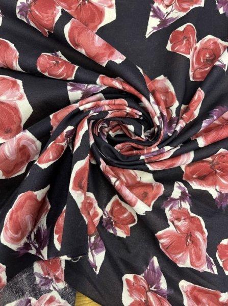 画像6: 生地:花柄プリント綿60ローン(ネイビー/ピンク) (6)