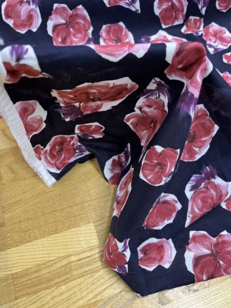 画像7: 生地:花柄プリント綿60ローン(ネイビー/ピンク) (7)