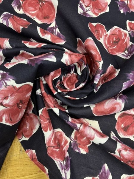 画像8: 生地:花柄プリント綿60ローン(ネイビー/ピンク) (8)