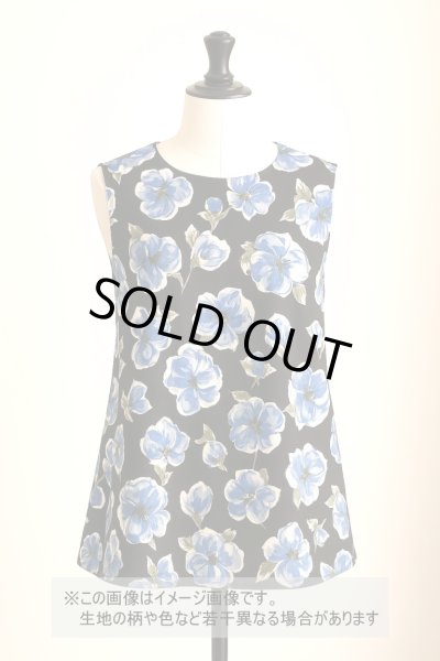 画像8: 生地：花柄プリント綿60ローン（黒／ブルー） (8)