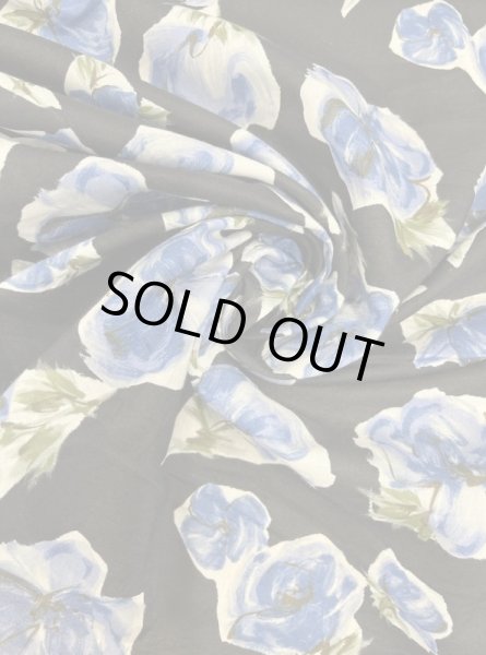 画像5: 生地：花柄プリント綿60ローン（黒／ブルー） (5)