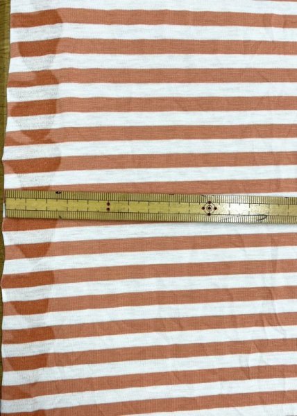 画像2: 生地:綿100%ボーダー柄天竺ニット(キナリ/ピンク) (2)