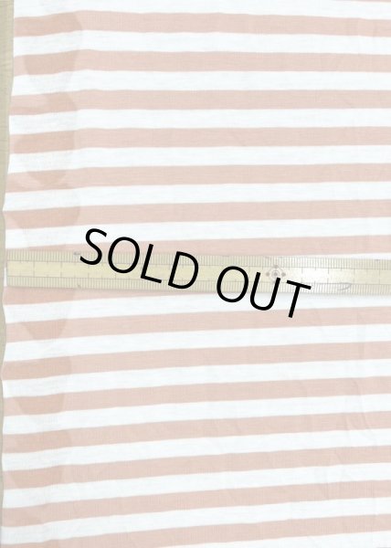 画像2: 生地:シルケット加工綿100%ボーダー柄天竺ニット(オフ/オレンジ) (2)