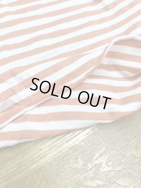 画像3: 生地:シルケット加工綿100%ボーダー柄天竺ニット(オフ/オレンジ) (3)