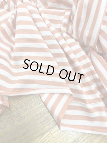 画像4: 生地:シルケット加工綿100%ボーダー柄天竺ニット(オフ/オレンジ) (4)