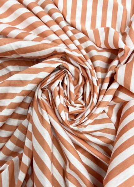 画像5: 生地:綿100%ボーダー柄天竺ニット(キナリ/ピンク) (5)