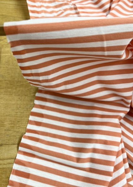 画像6: 生地:綿100%ボーダー柄天竺ニット(キナリ/ピンク) (6)