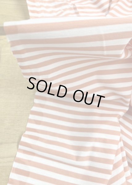 画像6: 生地:シルケット加工綿100%ボーダー柄天竺ニット(オフ/オレンジ) (6)