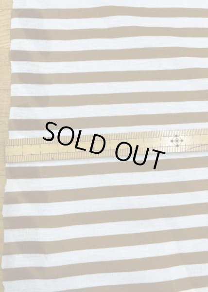 画像2: 生地：シルケット加工綿100％ボーダー柄天竺ニット（サックス／茶） (2)