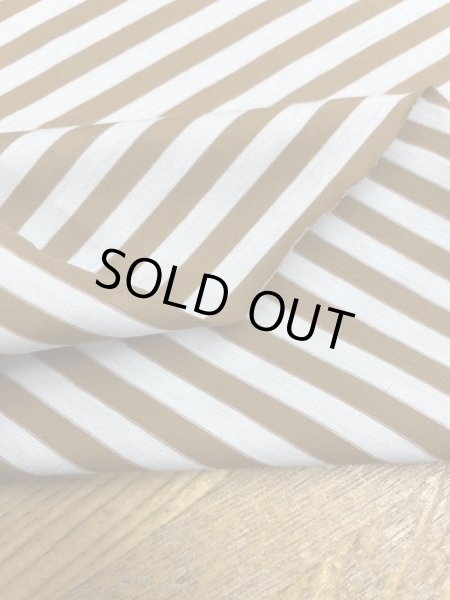 画像3: 生地：シルケット加工綿100％ボーダー柄天竺ニット（サックス／茶） (3)