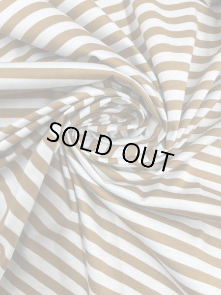 画像5: 生地：シルケット加工綿100％ボーダー柄天竺ニット（サックス／茶） (5)