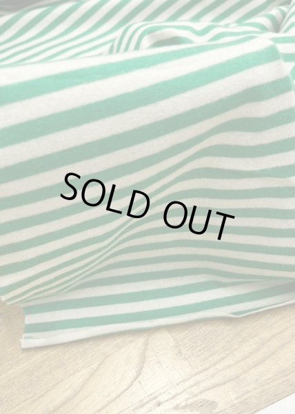 画像7: 生地:綿100%ボーダー柄天竺ニット(オフ/グリーン) (7)