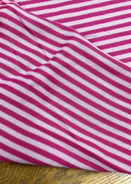 画像3: 生地:綿100%ボーダー柄天竺ニット(薄ピンク/濃いピンク) (3)