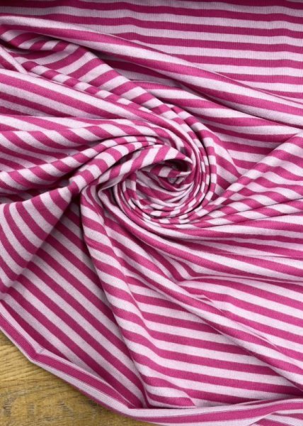 画像6: 生地:綿100%ボーダー柄天竺ニット(薄ピンク/濃いピンク) (6)