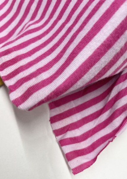 画像7: 生地:綿100%ボーダー柄天竺ニット(薄ピンク/濃いピンク) (7)