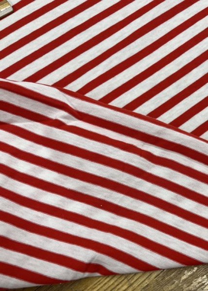 画像3: 生地:綿100%ボーダー柄天竺ニット(オフ/赤) (3)