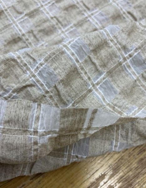 画像4: 生地:綿キュプラ混格子柄リップル(ベージュ) (4)