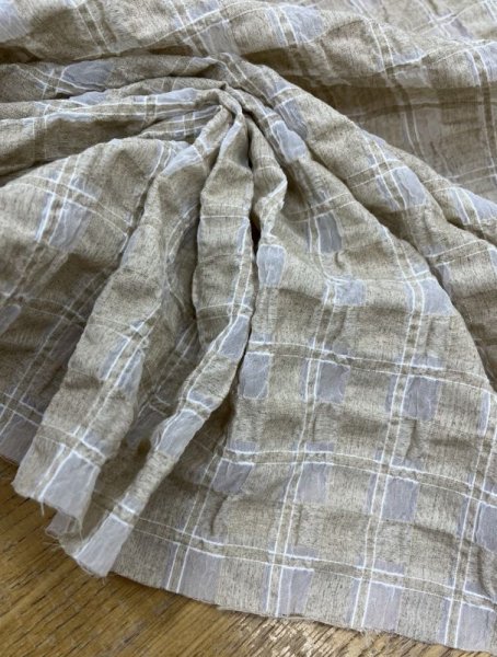 画像5: 生地:綿キュプラ混格子柄リップル(ベージュ) (5)