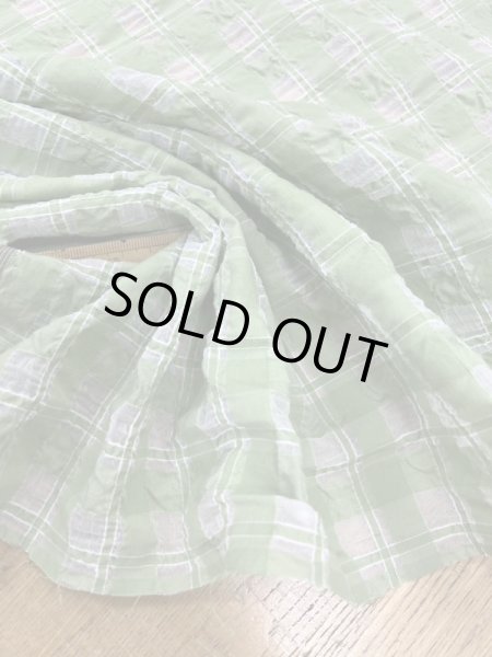 画像5: 生地:綿キュプラ混格子柄リップル(緑) (5)