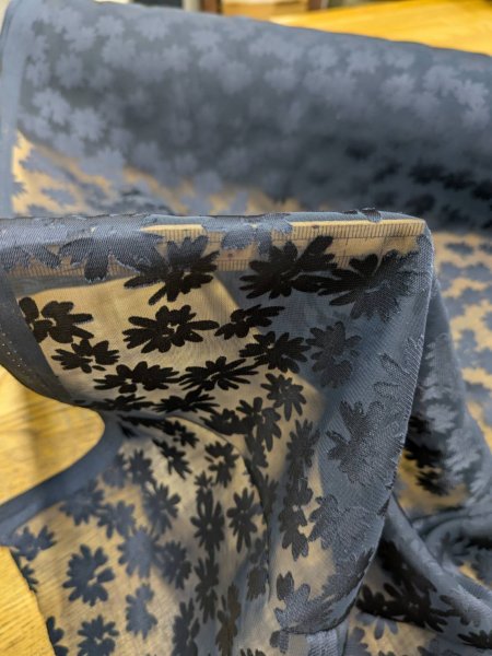 画像6: 生地:ポリレーヨン花柄朱子染オパール(紺) (6)