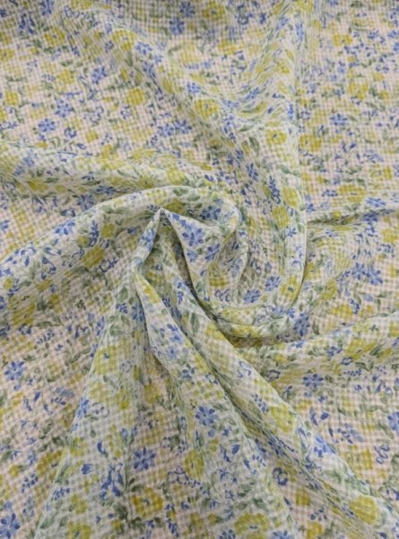 画像5: 生地：ポリエステル100％花柄サッカー（白） (5)