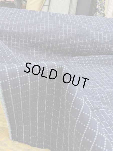 画像4: 生地:綿100%刺子風格子柄(インディコ/白) (4)