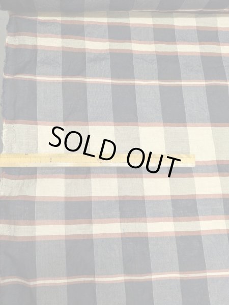 画像2: 生地:チェック柄シルク(紺) (2)