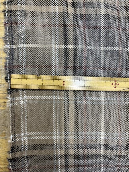画像2: 生地:チェック織り薄手ウール(ベージュ) (2)
