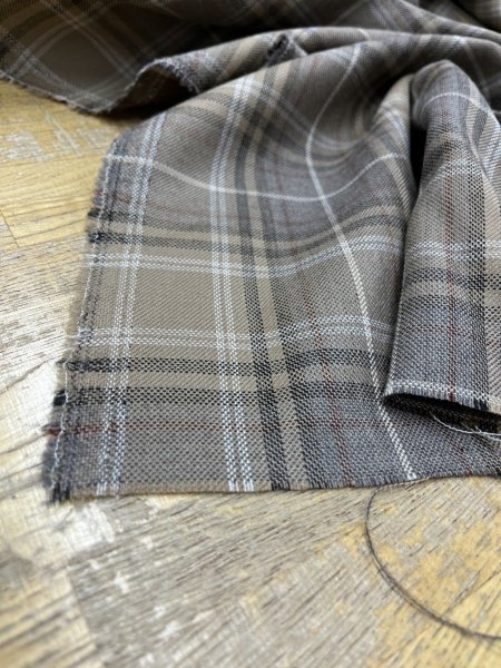 画像7: 生地:チェック織り薄手ウール(ベージュ) (7)