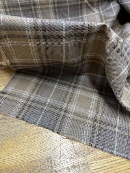 画像8: 生地:チェック織り薄手ウール(ベージュ) (8)