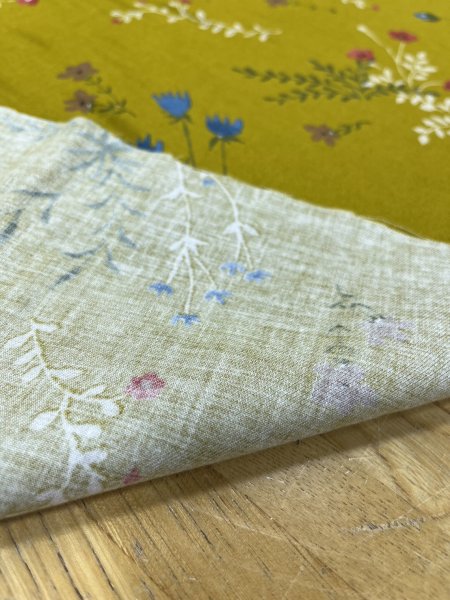 画像3: 生地:綿100%野の花柄コットン(からし) (3)