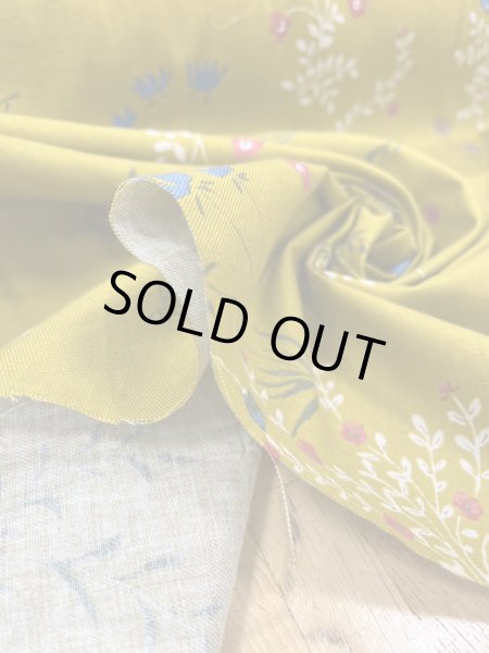 画像7: 生地：綿100％野の花柄コットン（からし） (7)