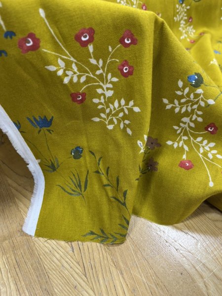 画像8: 生地:綿100%野の花柄コットン(からし) (8)