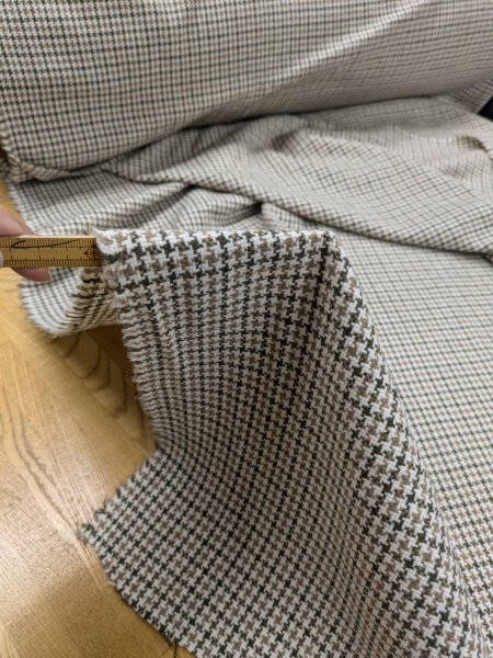 画像5: 生地: 3配色千鳥格子チェックのツイード(生成/オリーブ/茶) (5)