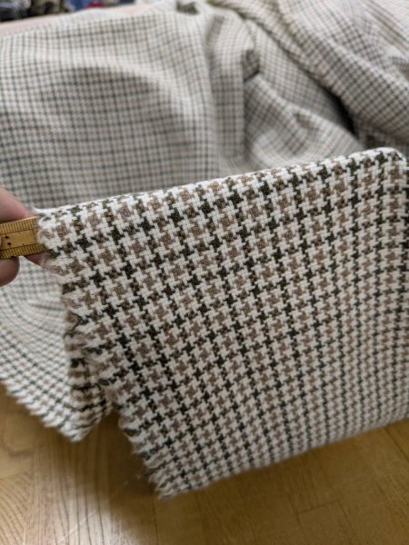 画像6: 生地: 3配色千鳥格子チェックのツイード(生成/オリーブ/茶) (6)
