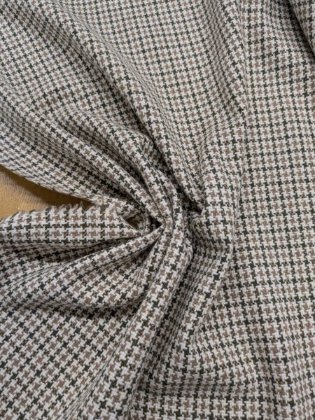 画像7: 生地: 3配色千鳥格子チェックのツイード(生成/オリーブ/茶) (7)