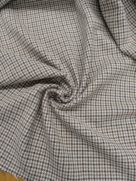 画像8: 生地: 3配色千鳥格子チェックのツイード(生成/オリーブ/茶) (8)