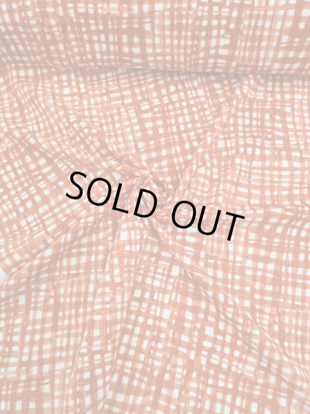 画像6: 生地：手書き風チェック柄ポリプリント（白／朱赤） (6)